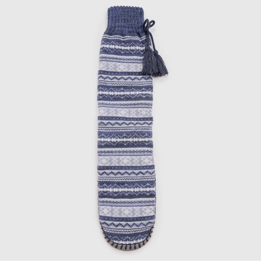 Christmas SaleMuk Luks Blue and White Striped Women’s Holiday Knit Slipper Socks